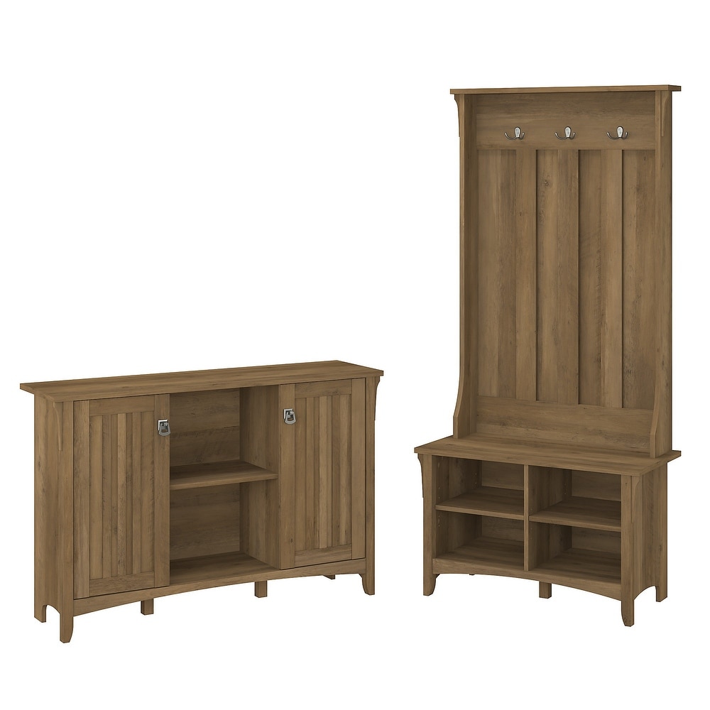 Salinas Storage Cabinet and Hall Tree Shoe Bench Set by Bush Furniture