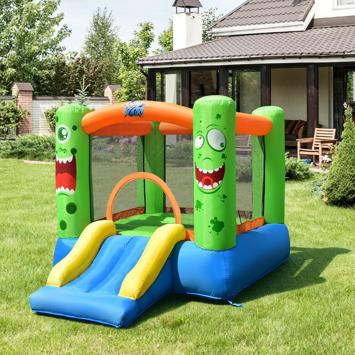 Inflatable Bounce House, Castle Jump and Slide Bouncer with Oxford Mesh Wall