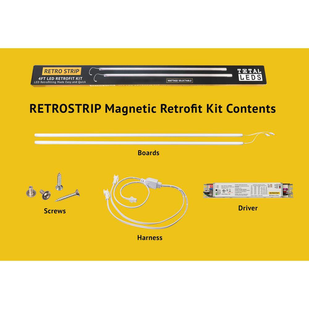 TotalLEDS Retro Strip 4Ft 128-Watt Equivalent Integrated LED Magnetic Silver Retrofit Kit 40K (1 Kit contains 2 bars and 1 driver) 5981