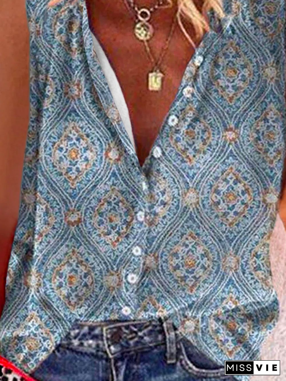 Plus size Boho Casual Sleeveless Blouse