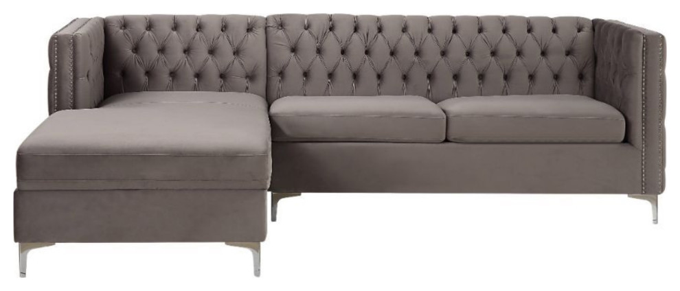 Ergode Sectional Sofa Gray Velvet   Midcentury   Sectional Sofas   by VirVentures  Houzz