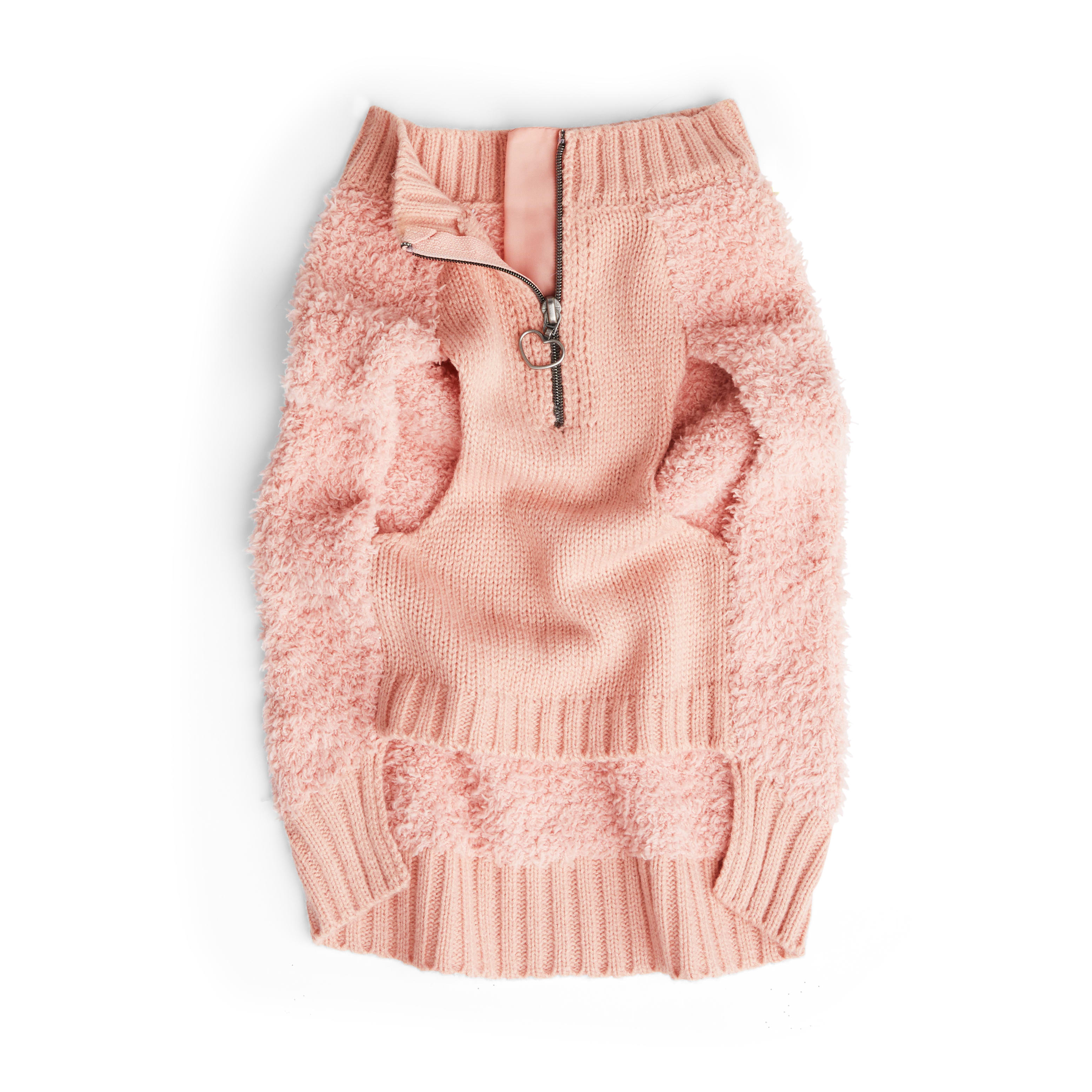 YOULY Pink Fuzzy Dog Sweater， XX-Small