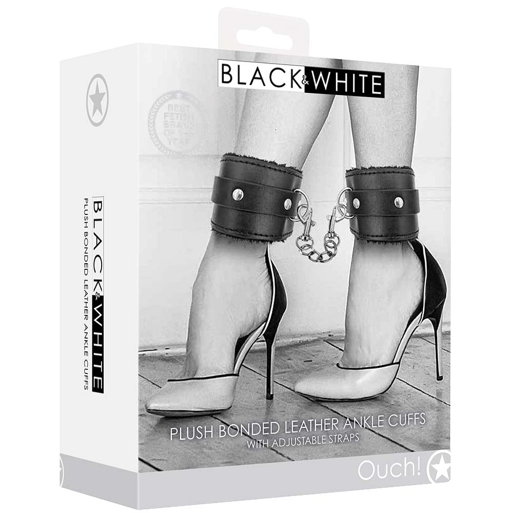 Black & White Plush Ankle Cuffs