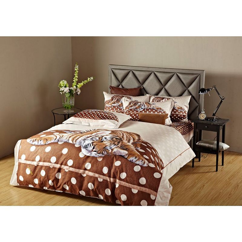 Dolce Mela Twin Size Duvet Cover Sheets Set， Sleepy Tiger