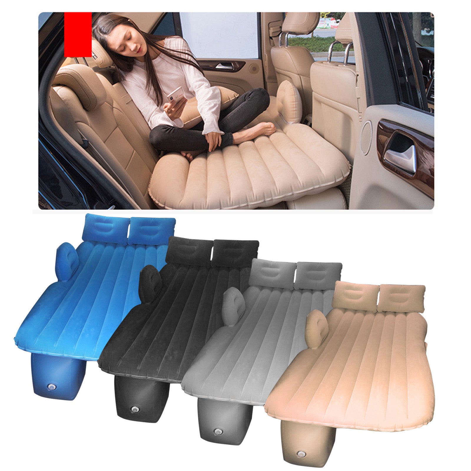 Fridja Car Inflatable Bed Flocking Car Bed Car SUV Back Seat Bed Travel Inflatable Bed