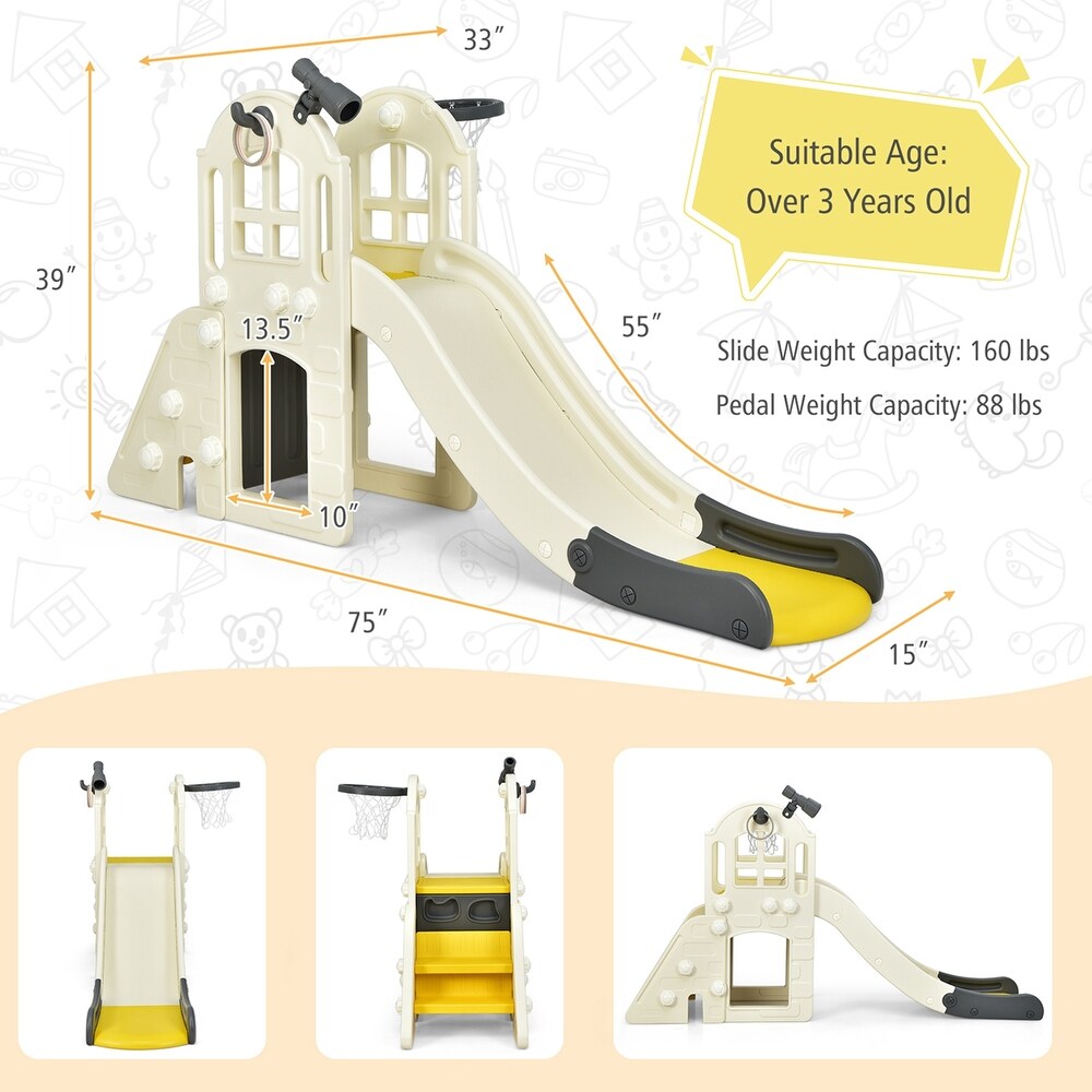 Costway 6 In 1 Large Slide for Kids Toddler Climber Slide Playset w/