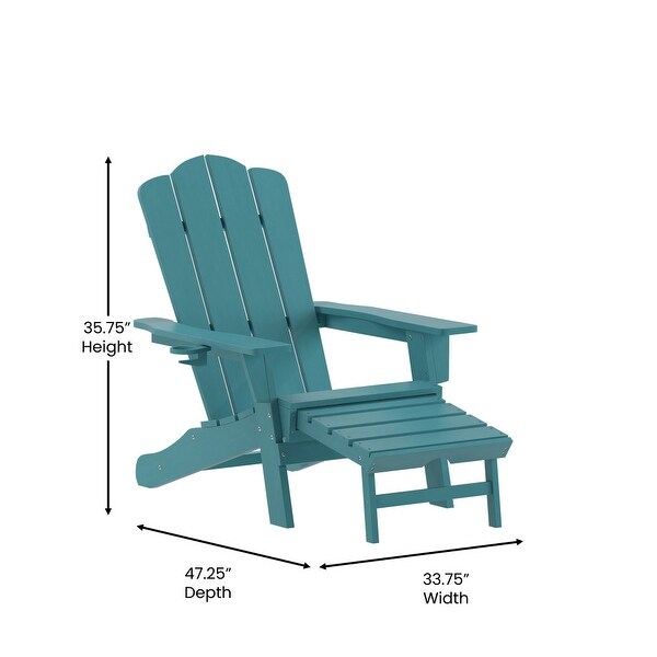 Commercial AllWeather Adirondack Chair with Pullout Ottoman and Cupholder