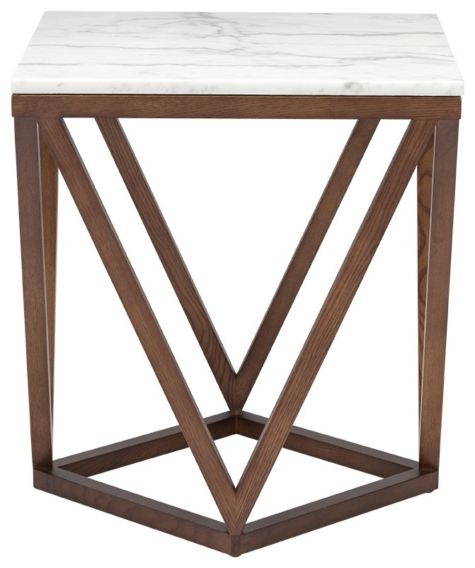 Marbe and Wood End Table   Transitional   Side Tables And End Tables   by HomeCraftDecor  Houzz