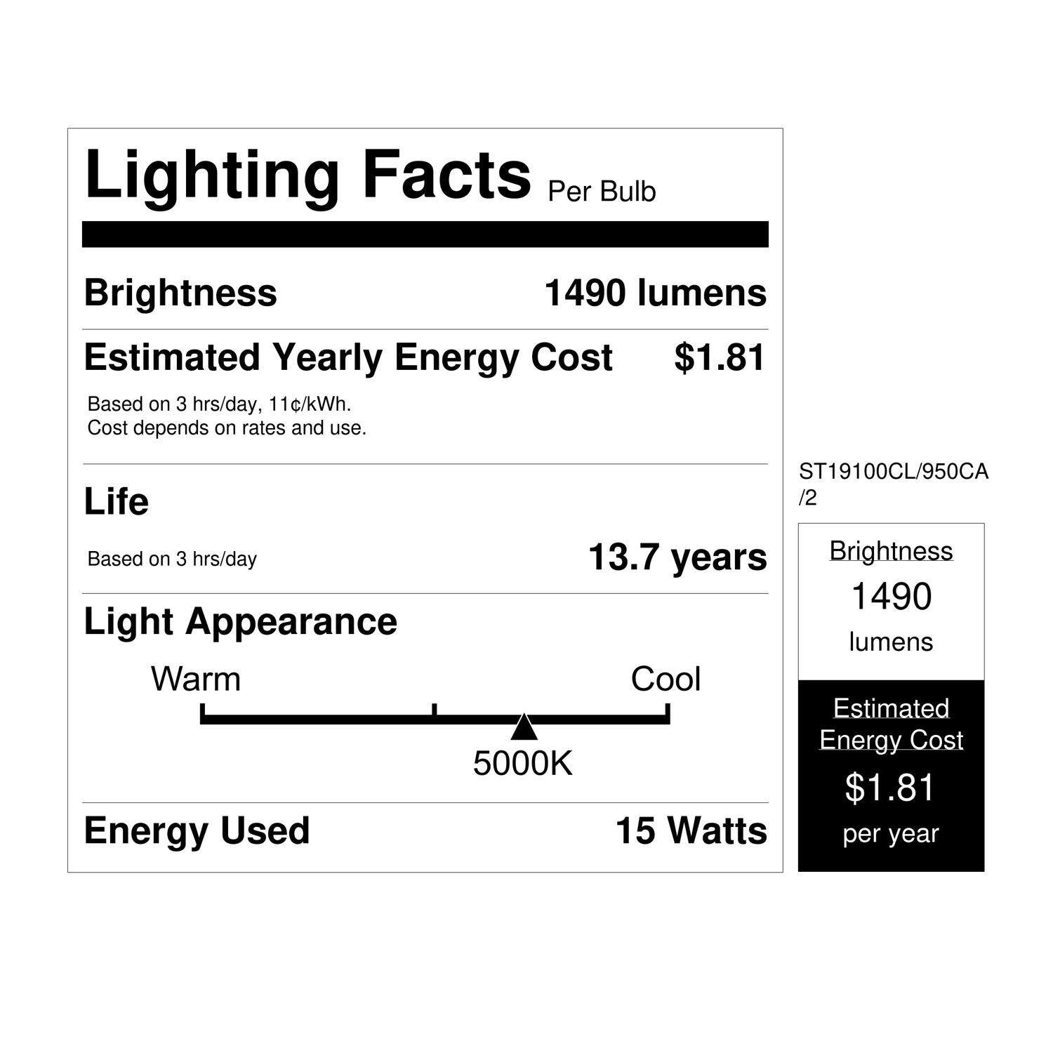 Feit LED Filament ST19 E26 (Medium) Filament LED Bulb Daylight 100 Watt Equivalence 2 pk