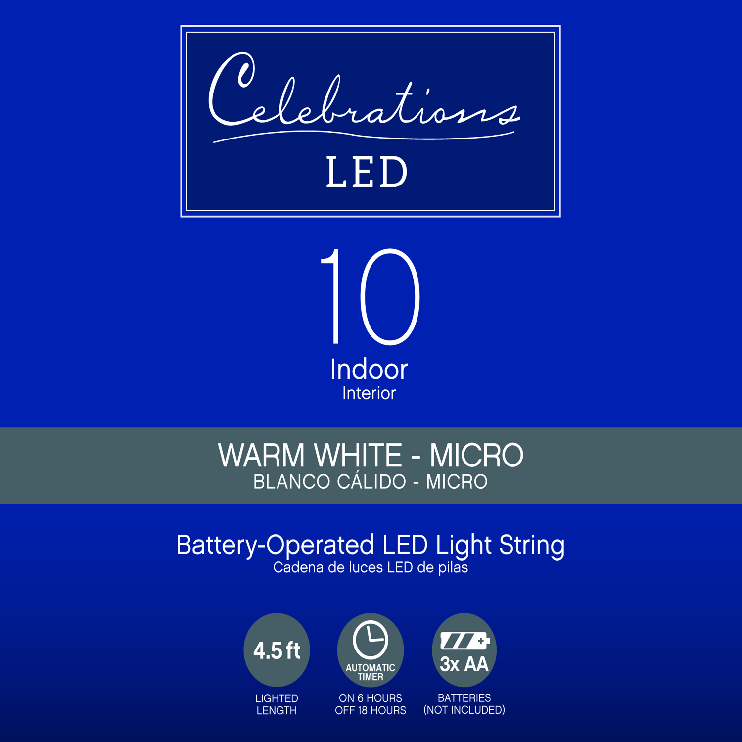 Celebrations LED Warm White String Christmas Lights 4.5 ft.