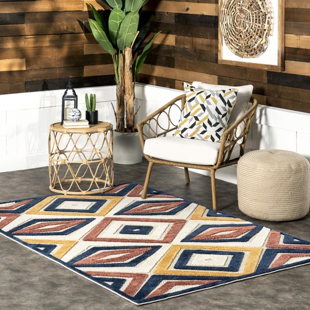 Nuloom Salena Transitional Diamond Indoor outdoor Patio Area Rug