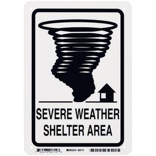 Brady 10 in. x 7 in. Glow-in-the-Dark Plastic Severe Weather Shelter Area Sign 90714