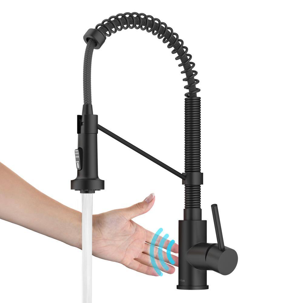 KRAUS Bolden Single Handle Pull-Down Sprayer Kitchen Faucet with Touchless Sensor in Matte Black KSF-1610MB