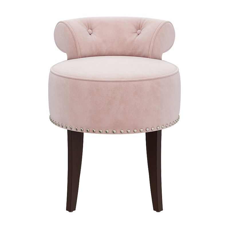 Hillsdale Furniture Lena Wood and Upholstered Vanity Stool