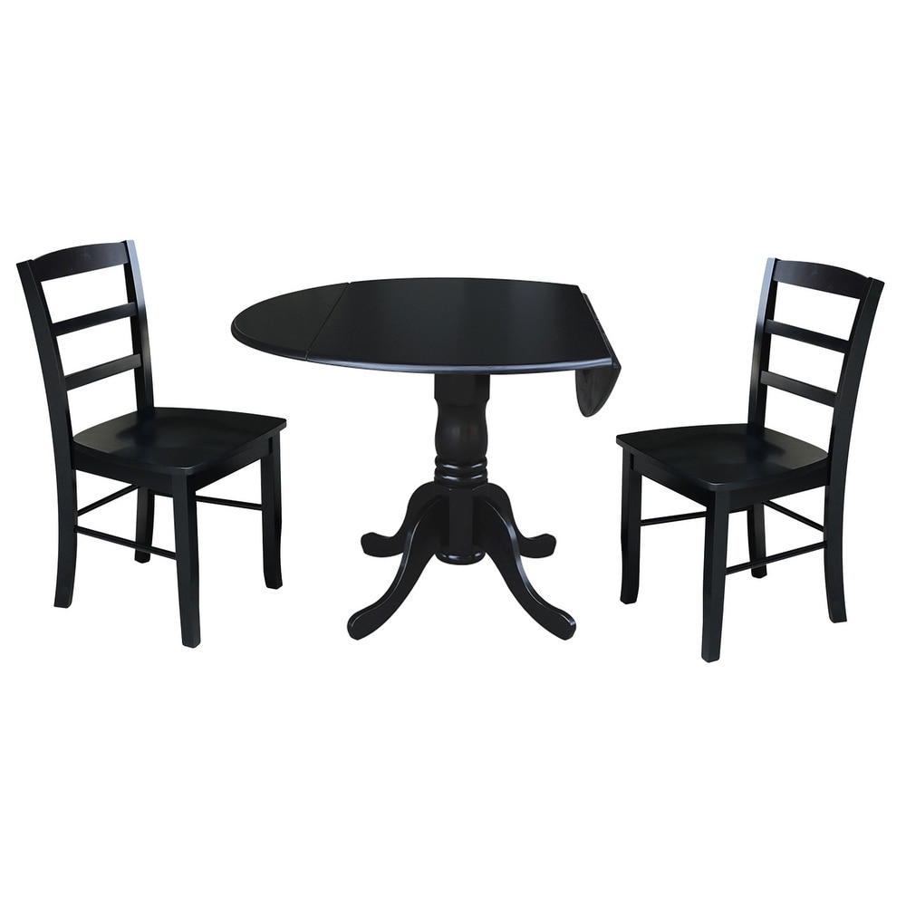 42 inch Dual Drop leaf Pedestal 3 piece Dining Set