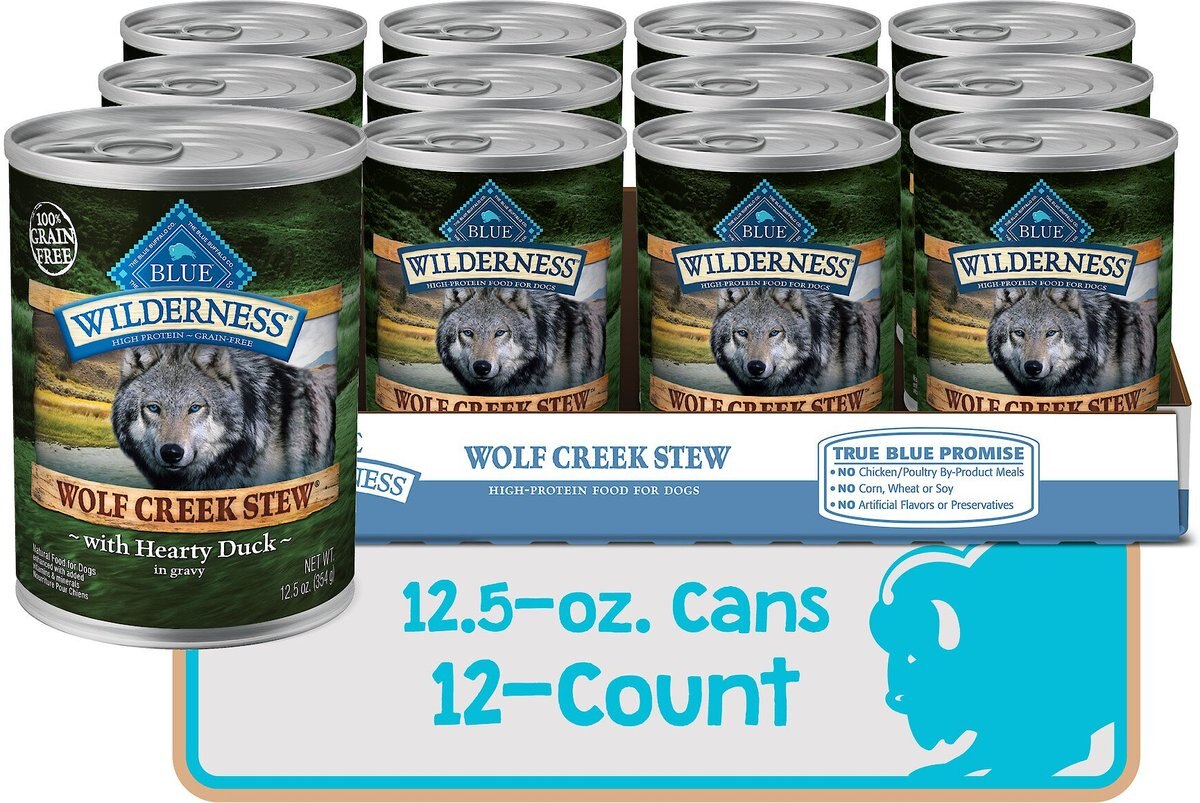 Blue Buffalo Wilderness Wolf Creek Stew Hearty Duck Stew Grain-Free Adult Canned Dog Food