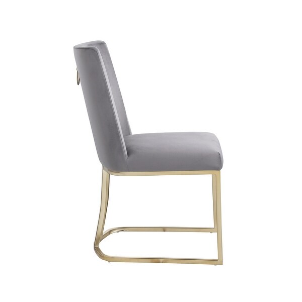 Velvet Upolstered Dining Chairs， Gold Metal Legs (Set of 2)