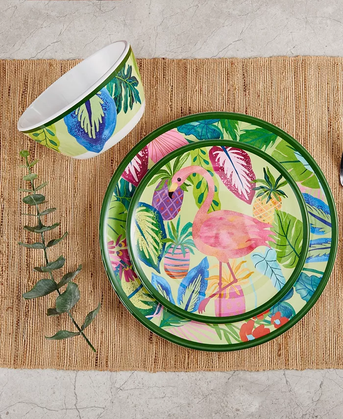 Fitz and Floyd Tropical Fun Melamine 12 Piece Dinnerware Set Service for 4