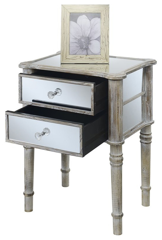 Convenience Concepts Gold Coast Mayfair End Table in Weathered White Wood   French Country   Side Tables And End Tables   by Homesquare  Houzz