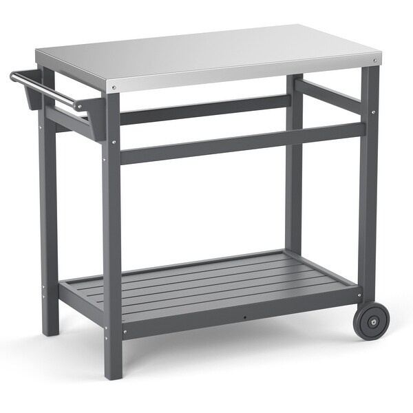 Outdoor Prep Cart Dining Table for Pizza Oven，Patio Grilling Backyard BBQ Grill