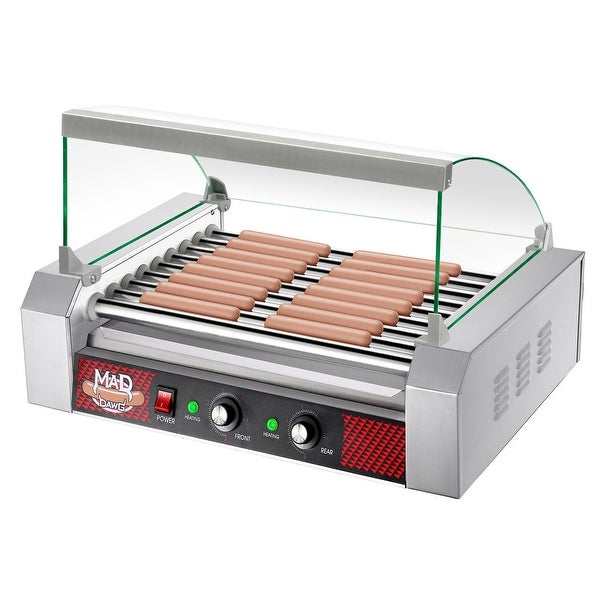 9 Roller Hot Dog Machine with Tempered Glass Cover by Great Northern Popcorn