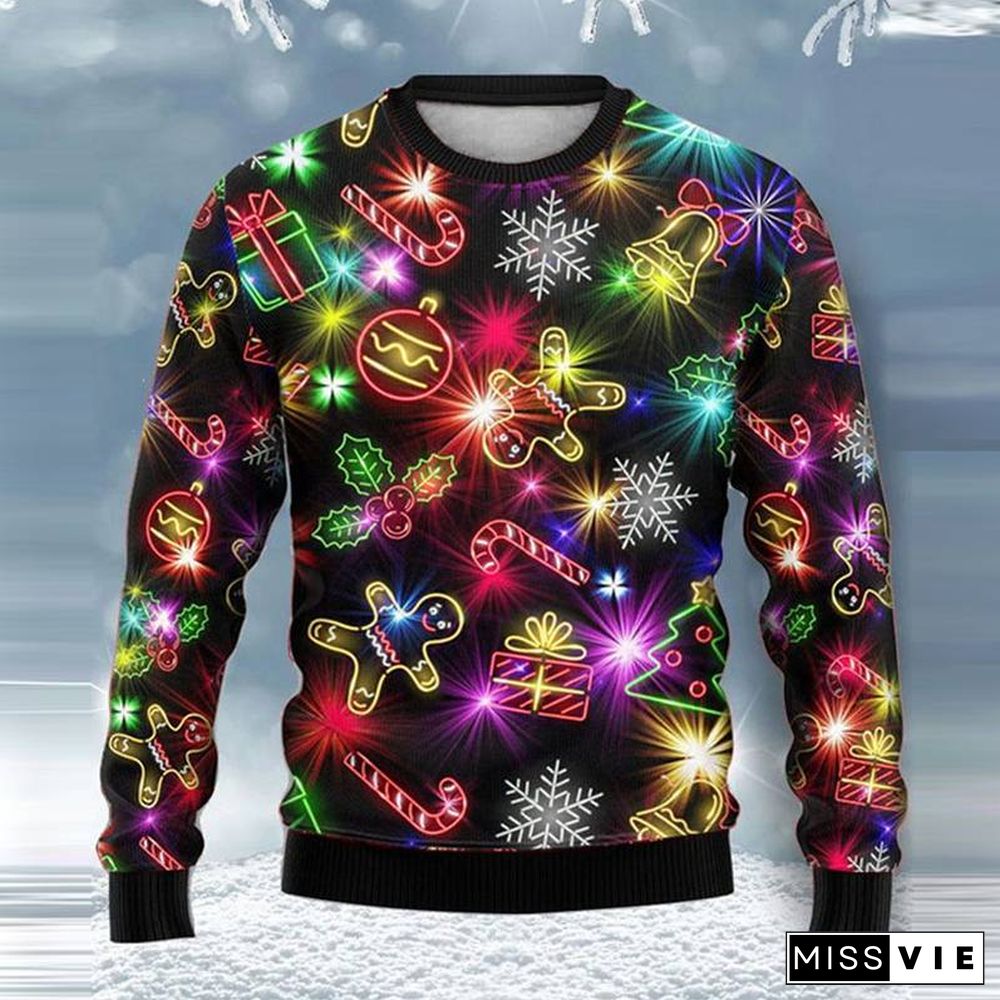 Christmas Allover 3D Cartoon Pattern Long Sleeve Crew Neck Sweatshirt