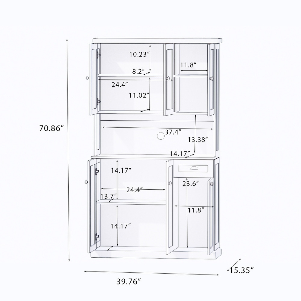 Buffet with Hutch  Kitchen Storage Cabinet  Sideboard with Wide Top