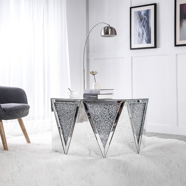 Mirrored Coffee Table Crystal Diamond Accent Table 31.5''