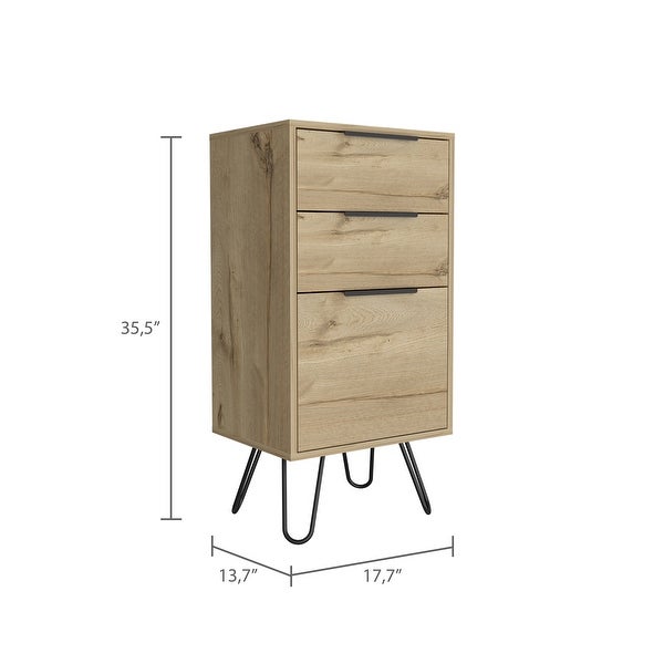 Modern Style 3-Drawers Dresser， Storage Cabinet with 4 Hairpin Legs， Chest Organizer for Bedroom， Living Room， Hallway - - 37828132