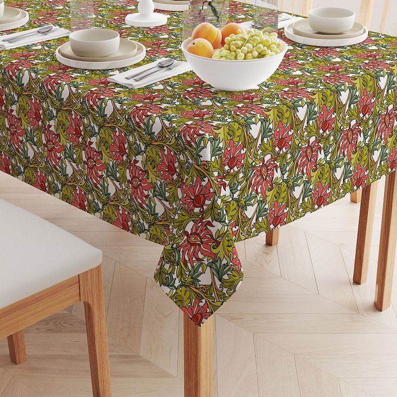 Rectangular Tablecloth， 100% Cotton， 52x104， Floral 4