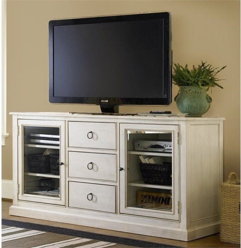 Beaumont Lane 65 quotTV Stand in Cotton   Transitional   Entertainment Centers And Tv Stands   by Homesquare  Houzz