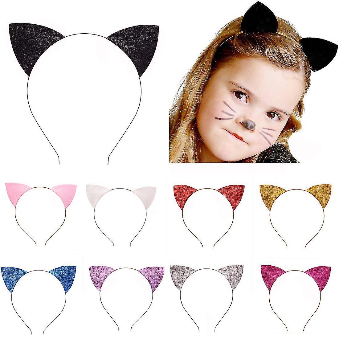 4pcs Cat Ears Headbands Cats Ear Hair Hoops Clasps For Party And Daily Wearing， Black And Silver