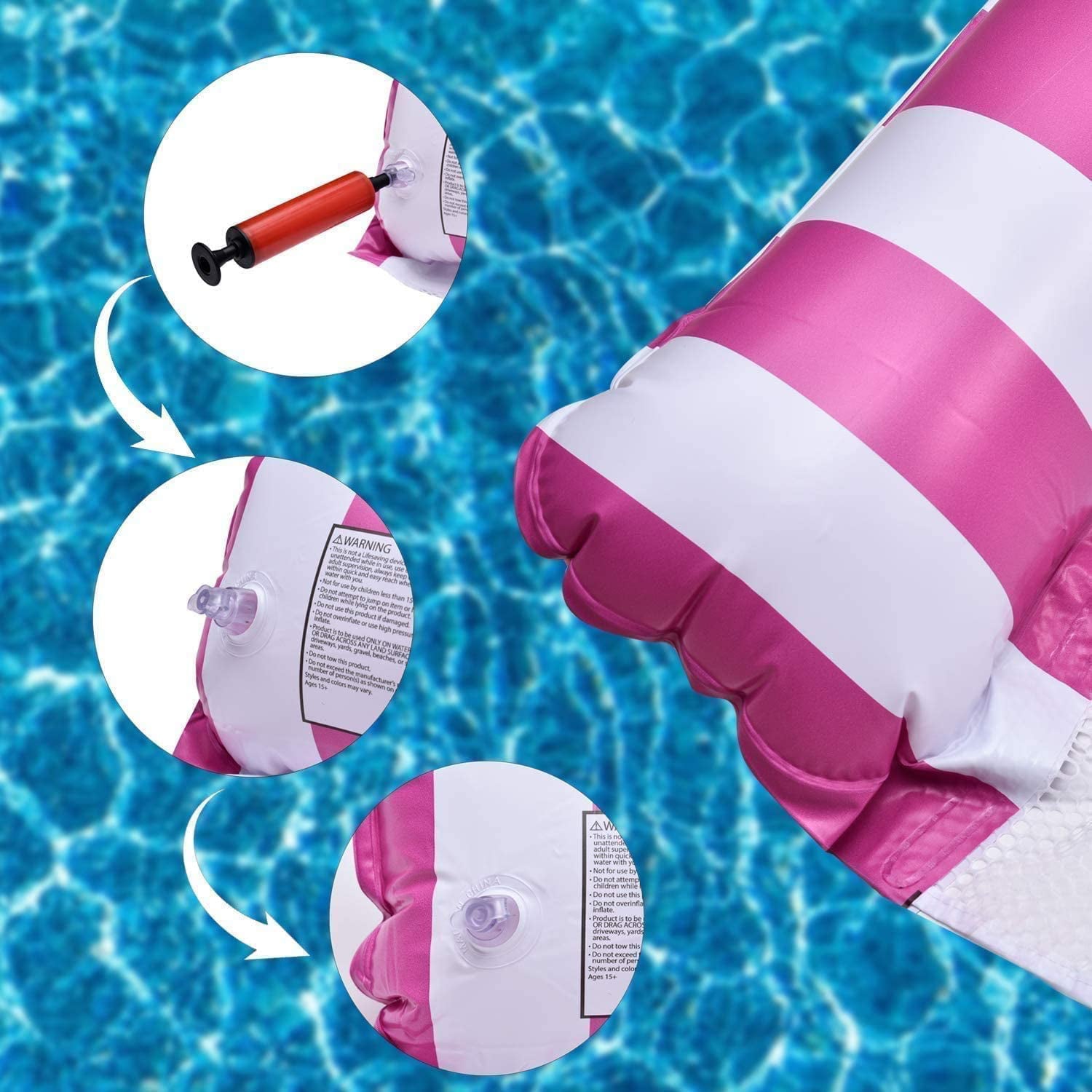 AQwzh Inflatable Portable Water Hammock Pool Floats with a Manual Air Pump (2 Pieces)