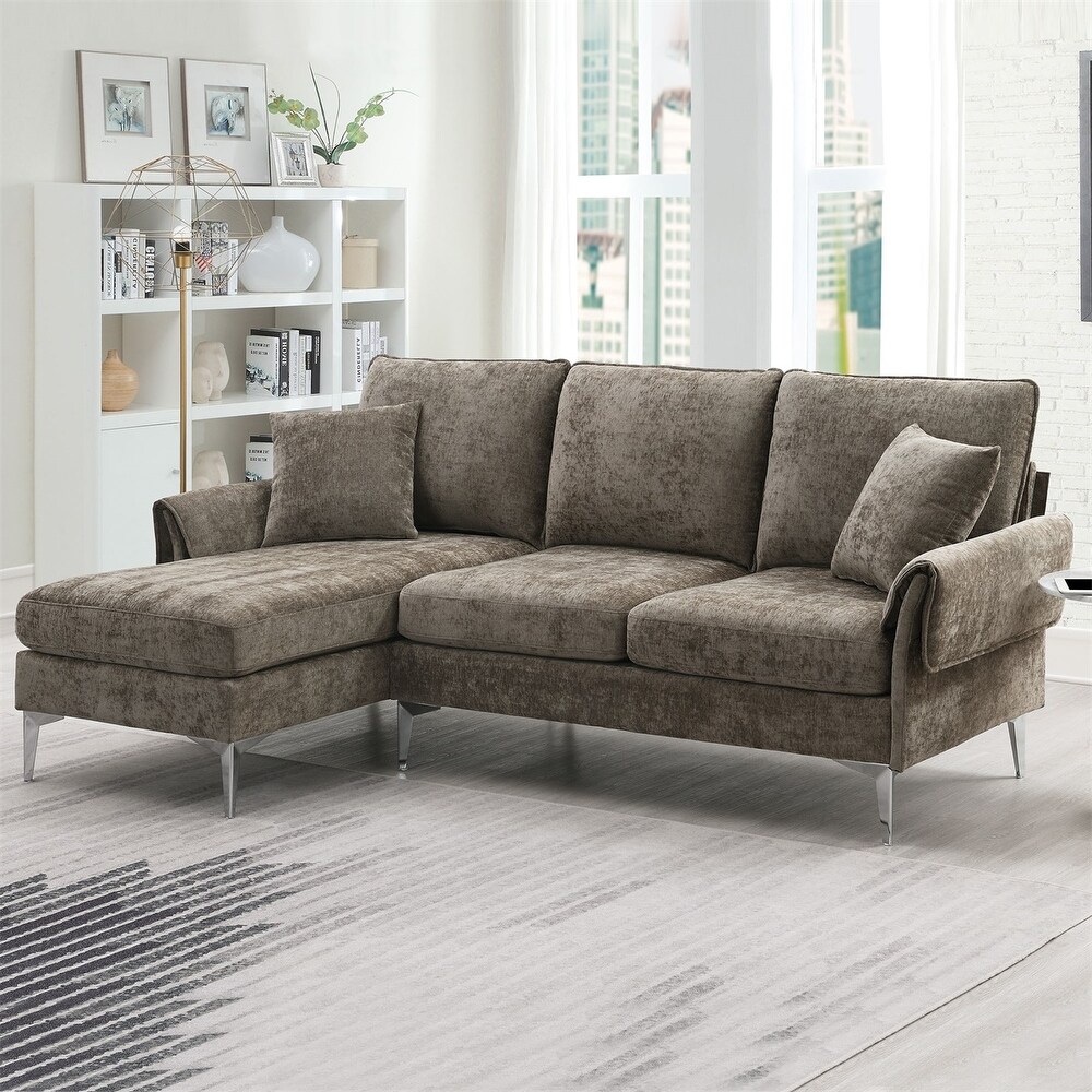 Merax Modern Chenille L Shaped Sofa Couch with Reversible Chaise Lounge