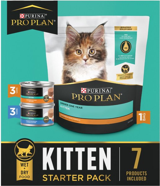 Purina Pro Plan Complete and Balanced Kitten Starter Pack Cat Food， 2.12-lb box