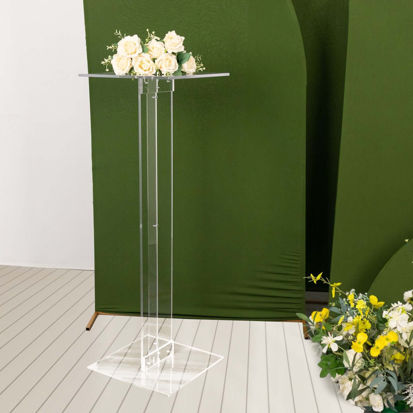 Heavy Duty Acrylic Wedding Aisle Display Stands with Square Bases, Clear Plexiglass Flower Pedestal Stand 10mm Thick Plate 46