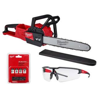 MW M18 FUEL 16 in. 18-Volt Brushless Electric Battery Chainsaw (Tool-Only) with Extra 16 in. Chain  Clear Safety Glasses 2727-20-49-16-2715-48-73-2010