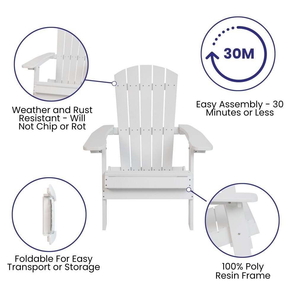 Poly resin Folding Adirondack Indoor/Outdoor Patio Chair (Set of 4)