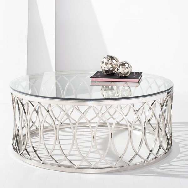 April Glass Top Coffee Table Chrome Safavieh   Contemporary   Coffee Tables   by Safavieh  Houzz