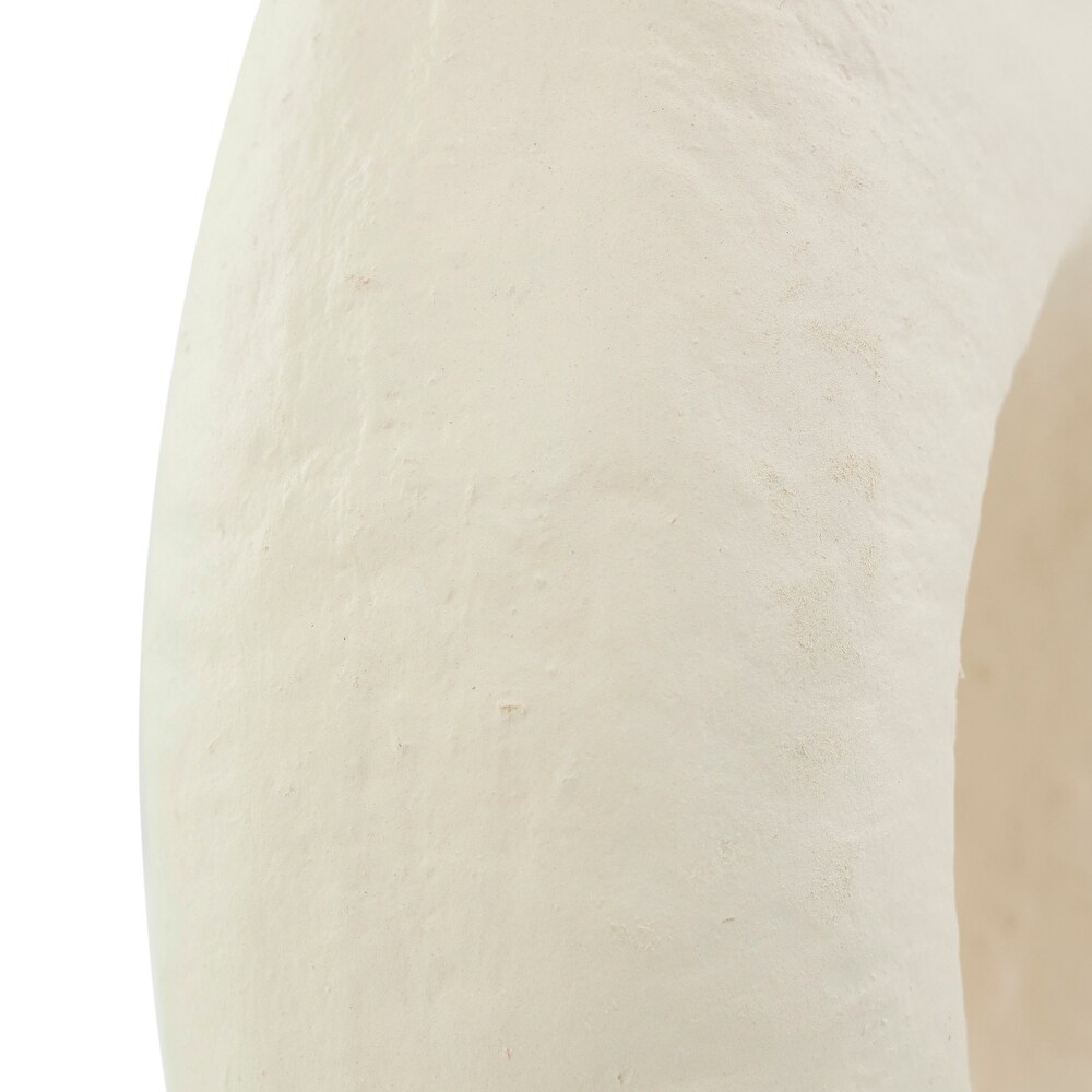 Beige Paper Mache Abstract Rounded Vase with Double Openings