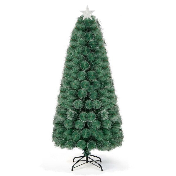 Costway 5FT/6FT/7FT PreLit Fiber Optic Christmas Tree Xmas Decor with