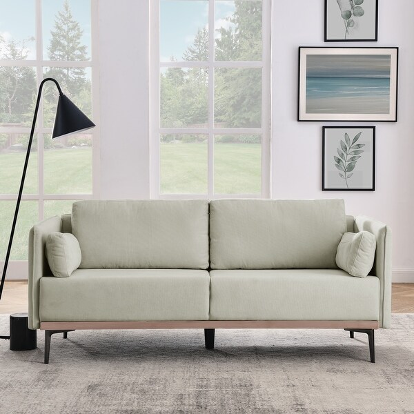 Modern Sofa 3Seat Couch with Stainless Steel Trim