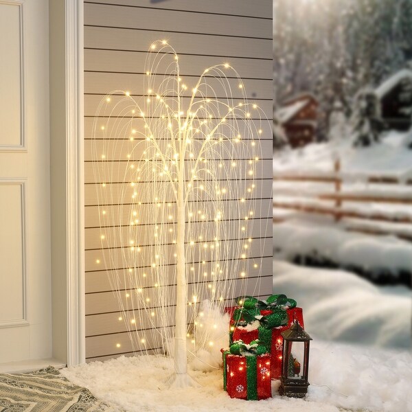 47.24 H White Willow Tree Christmas Holiday Party Decoration with LED Lights