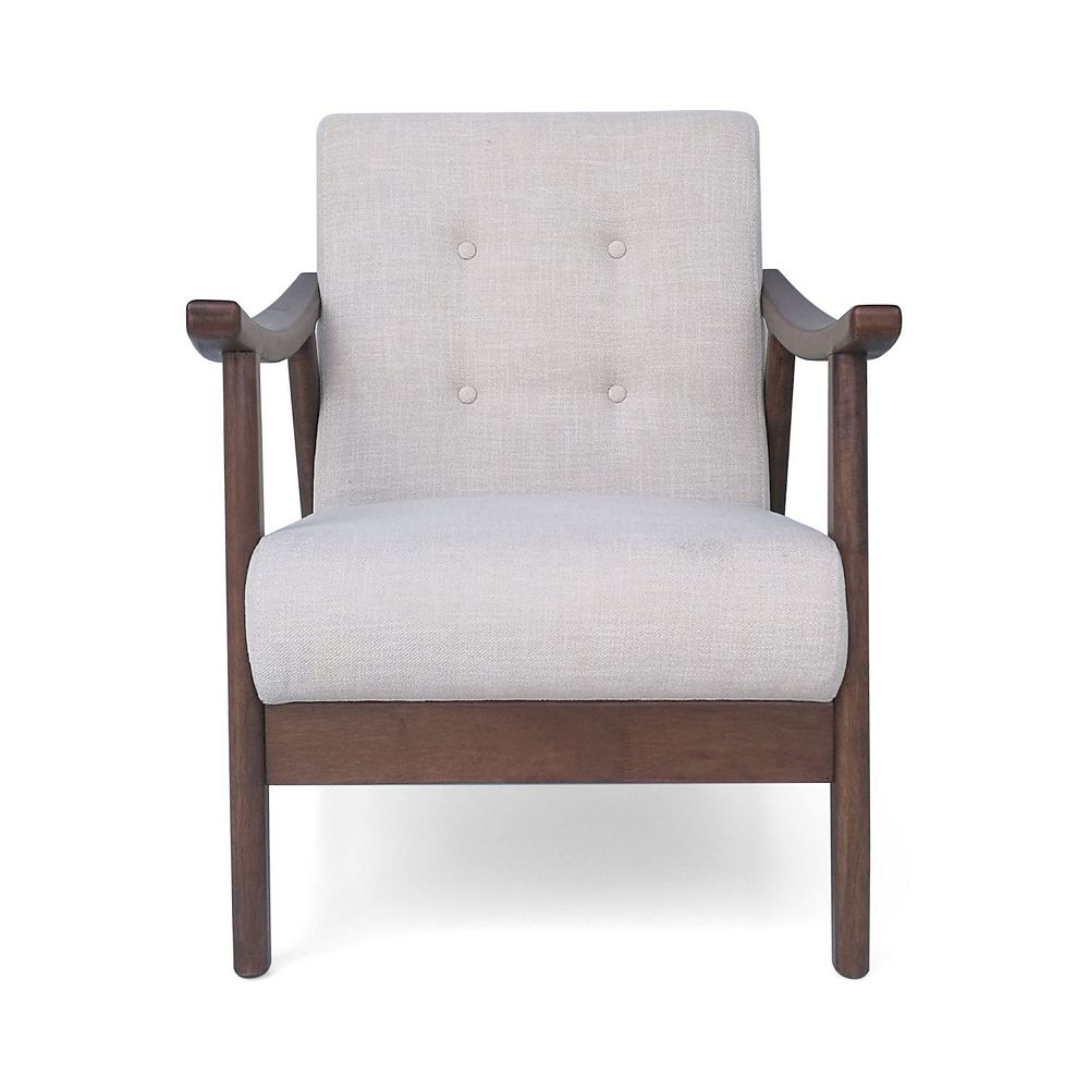 31.5 Beige and Brown Contemporary Button Tufted Back Accent Chair