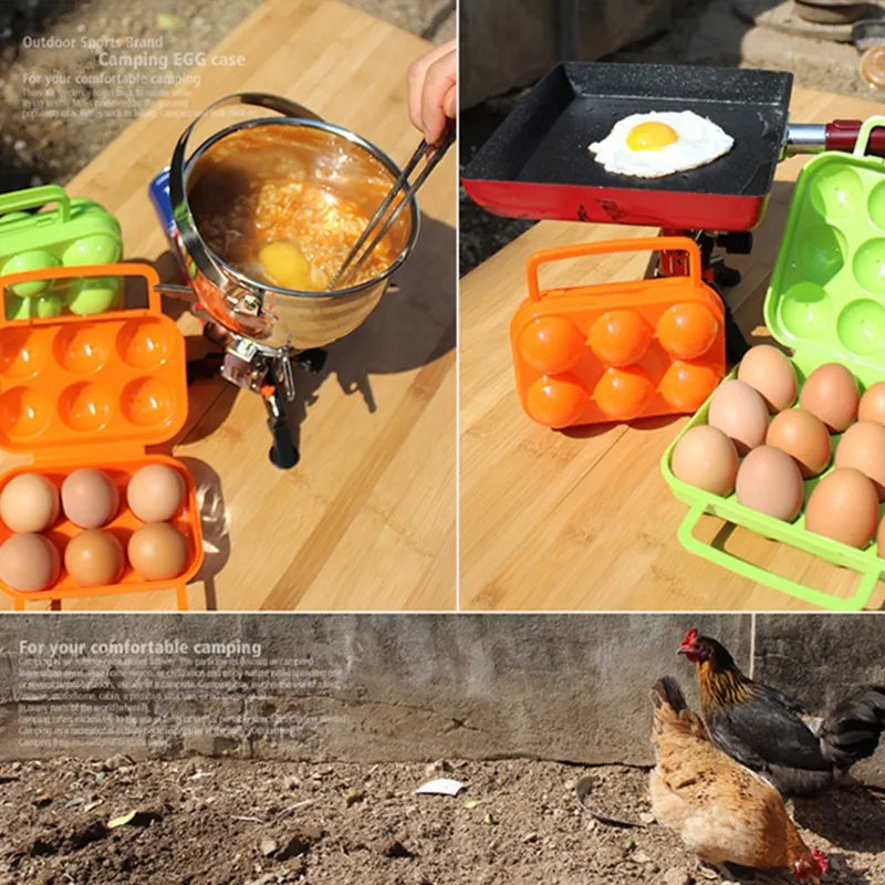 6 Grid Egg Storage Box Plastic Travel Portable Kitchen Utensils Outdoor Picnic BBQ Camping Tableware Camping Gear