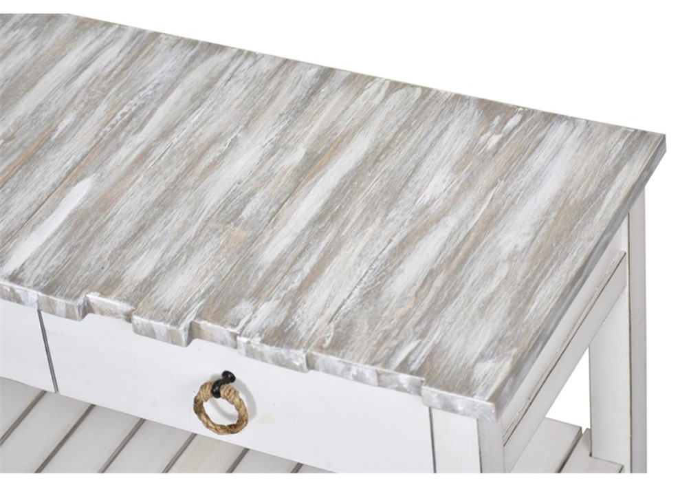 Sea Wind Florida Picket Fence Wood Console Table with Drawers in White/Gray   Console Tables   by Homesquare  Houzz