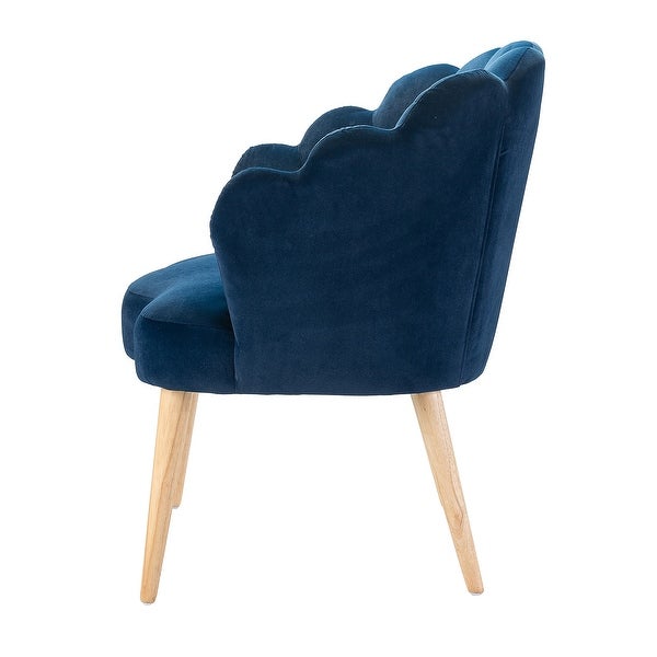 Eleanora Morden Scalloped Velvet Arm Chair with Tufted Back by HULALA HOME