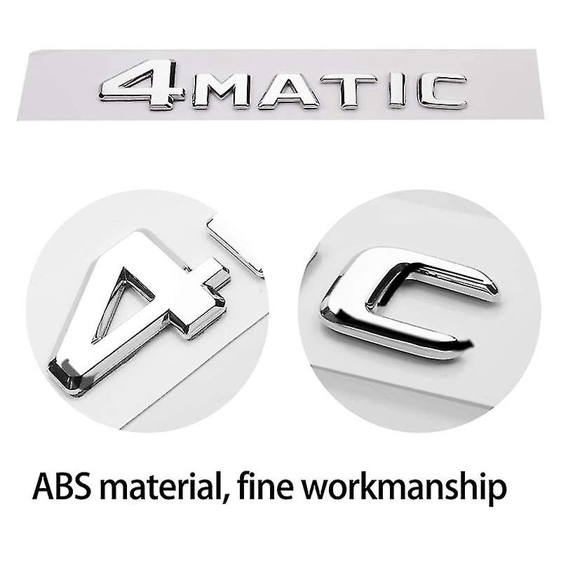 4matic Silver Auto Trunk Door Fender Bumper Badge Decal Emblem Adhesive Tape Sticker Replacement Fo