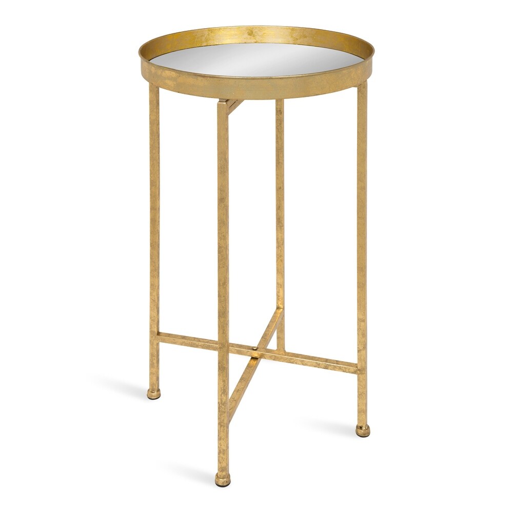 Kate and Laurel Celia Round Metal Foldable Tray Accent Table