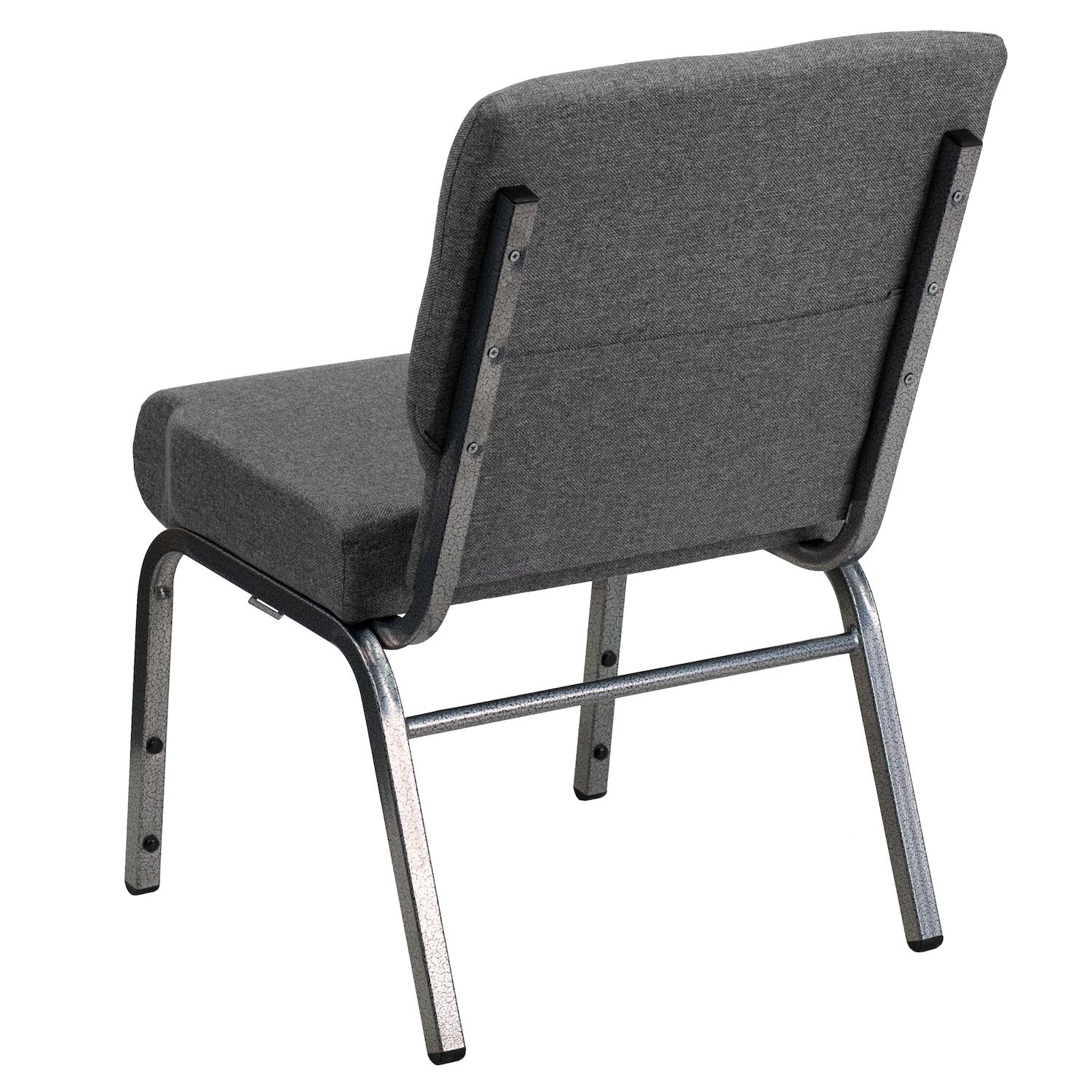 Emma and Oliver 21W Stacking Church Chair in Black Fabric - Silver Vein Frame